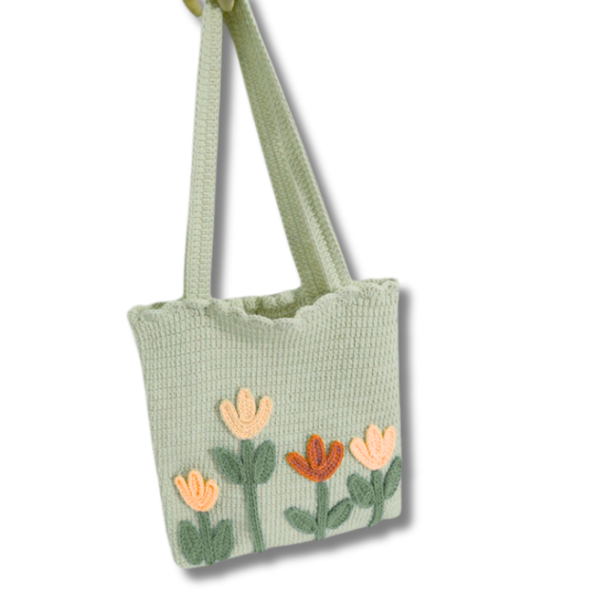 Handmade Crochet Tulip Bags Green 1